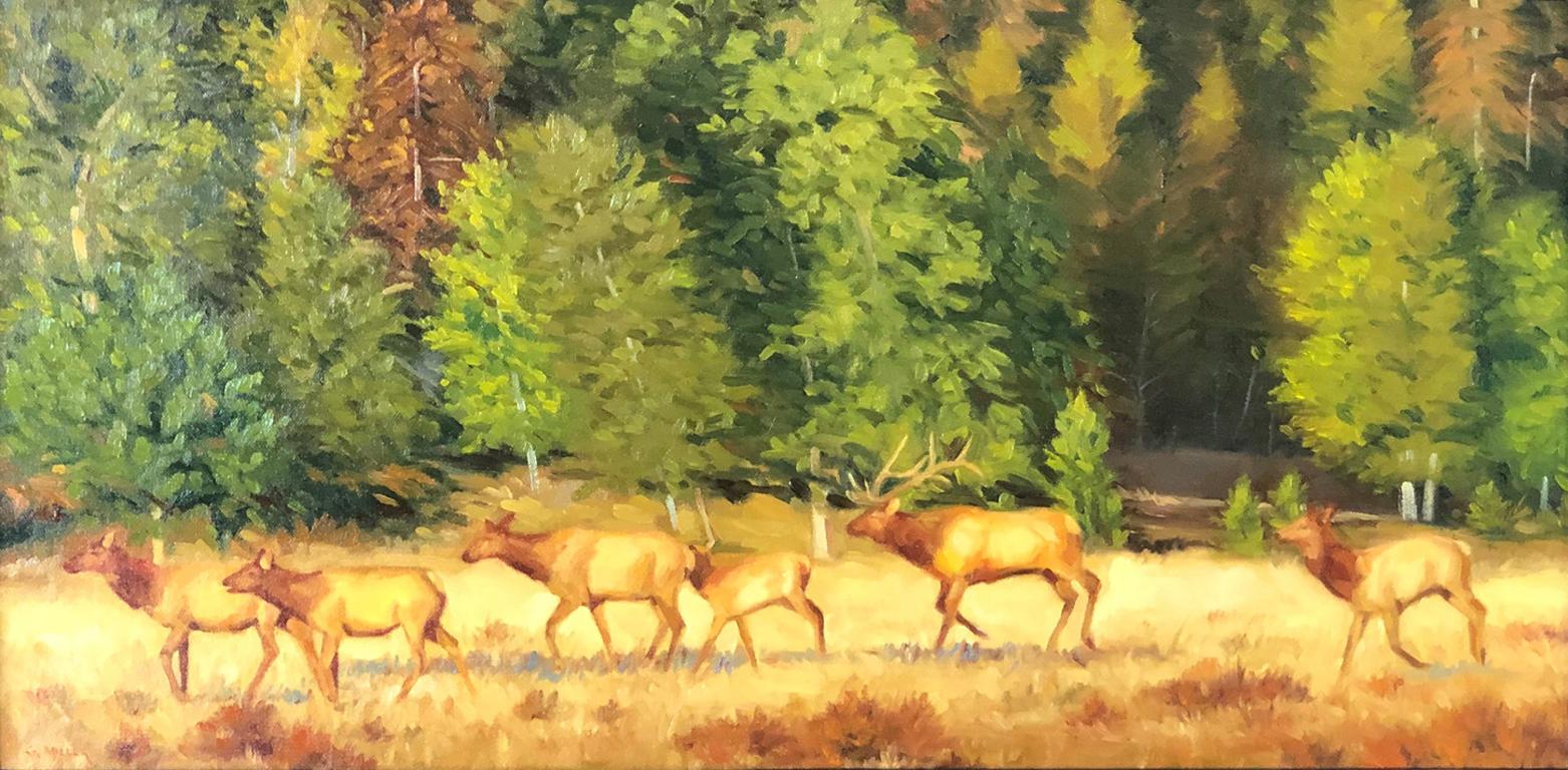 Six Elk - Painting by Gary Miller