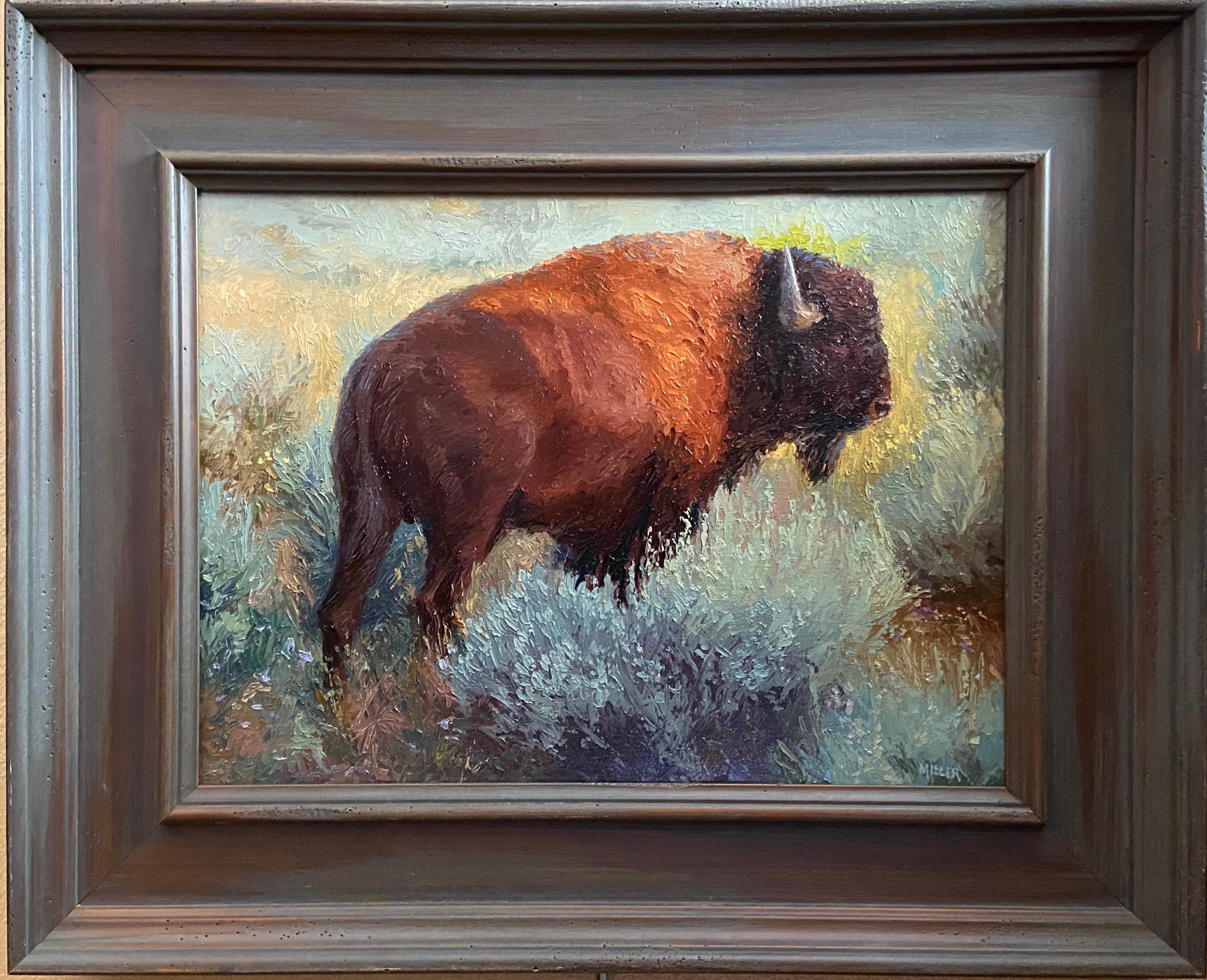 Gary Miller Animal Painting - The Boss (American Bison)