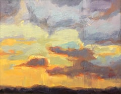 Citrus Sunset, Framed Acrylic Painting, Contemporary, 10x14"