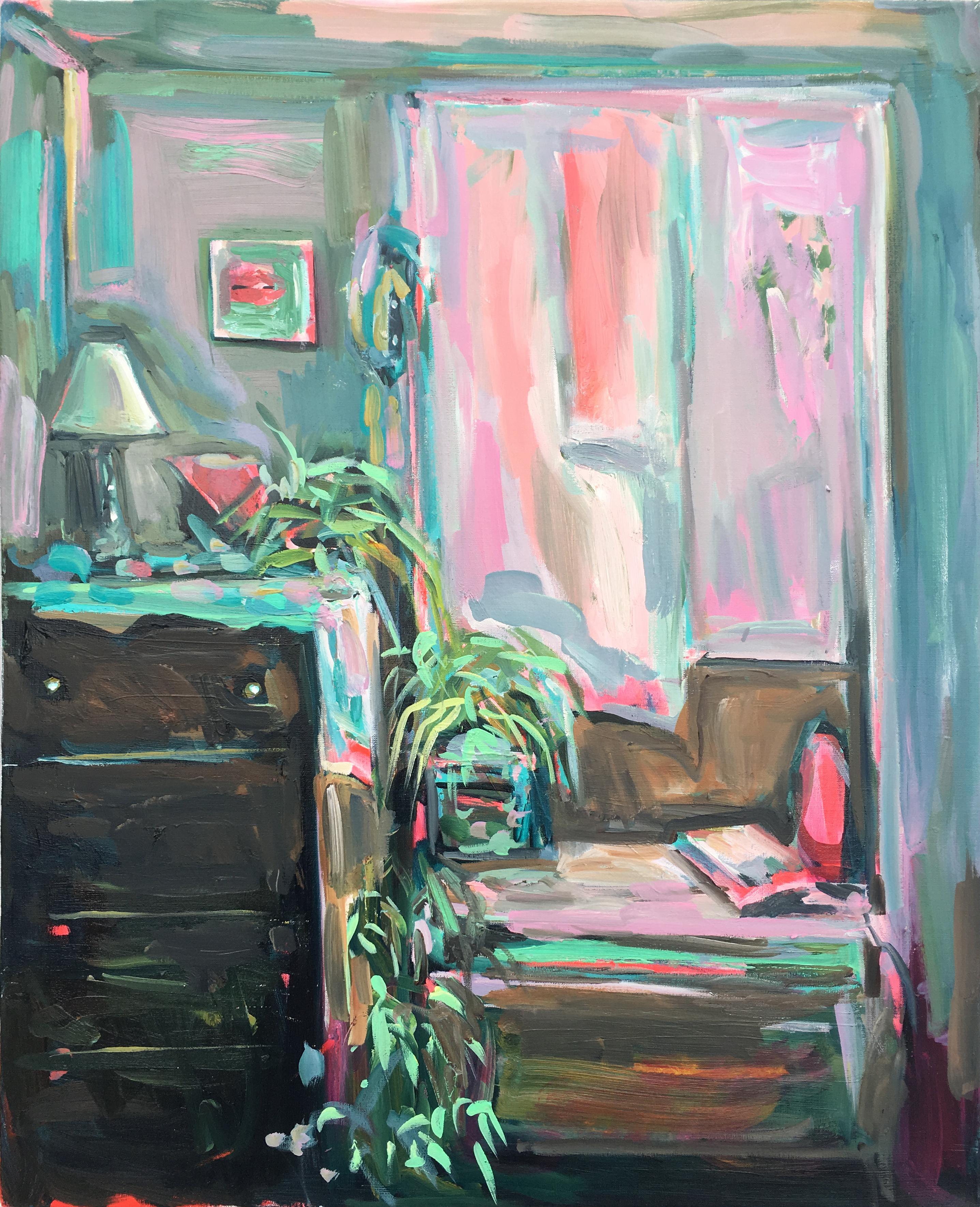 Ekaterina Popova Still-Life Painting - December, oil on canvas, impressionist, pastel, bedroom, sunlit