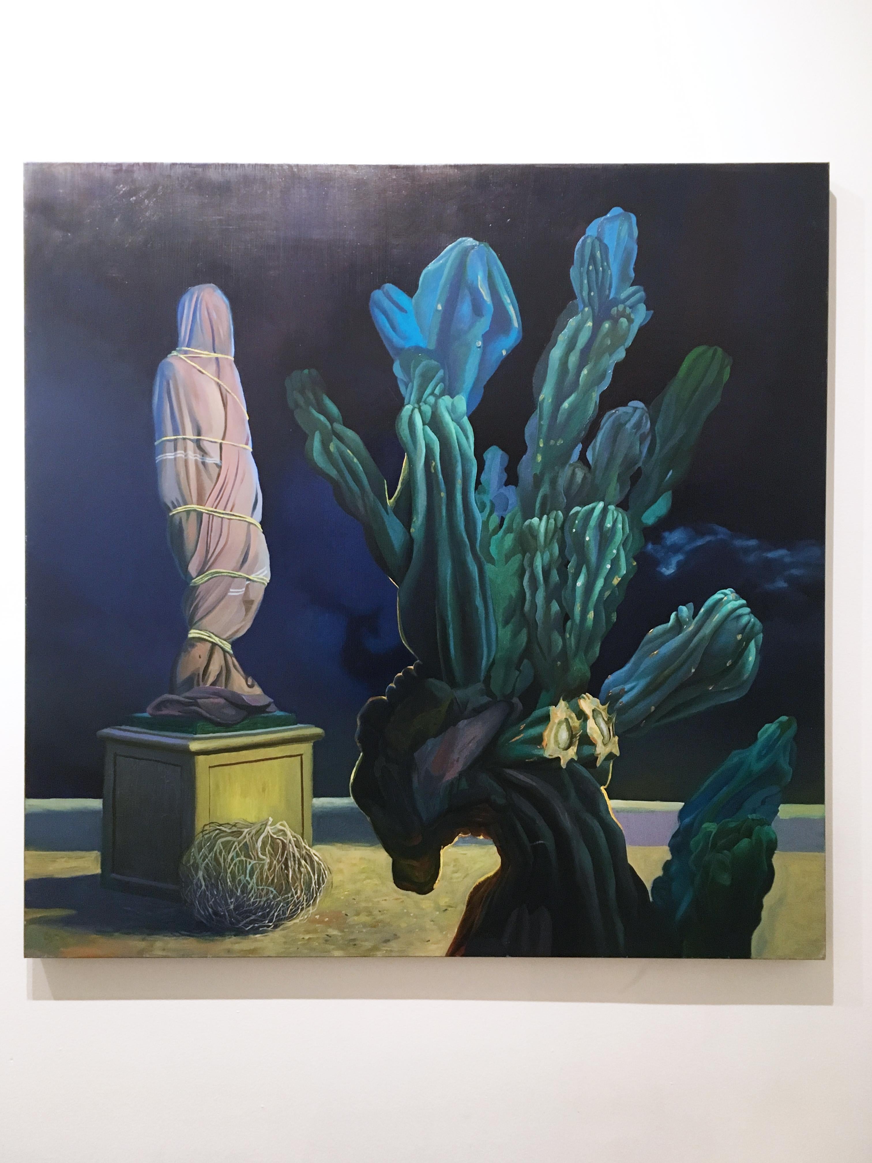 Statue, surrealistisch, figurativ, Landschaft, Öl auf Leinen, 2019 – Painting von Thomas John Carlson