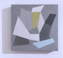 Frammentazione dell'habitat I, 2020, geometria astratta, non oggettivo, gesso, grigio