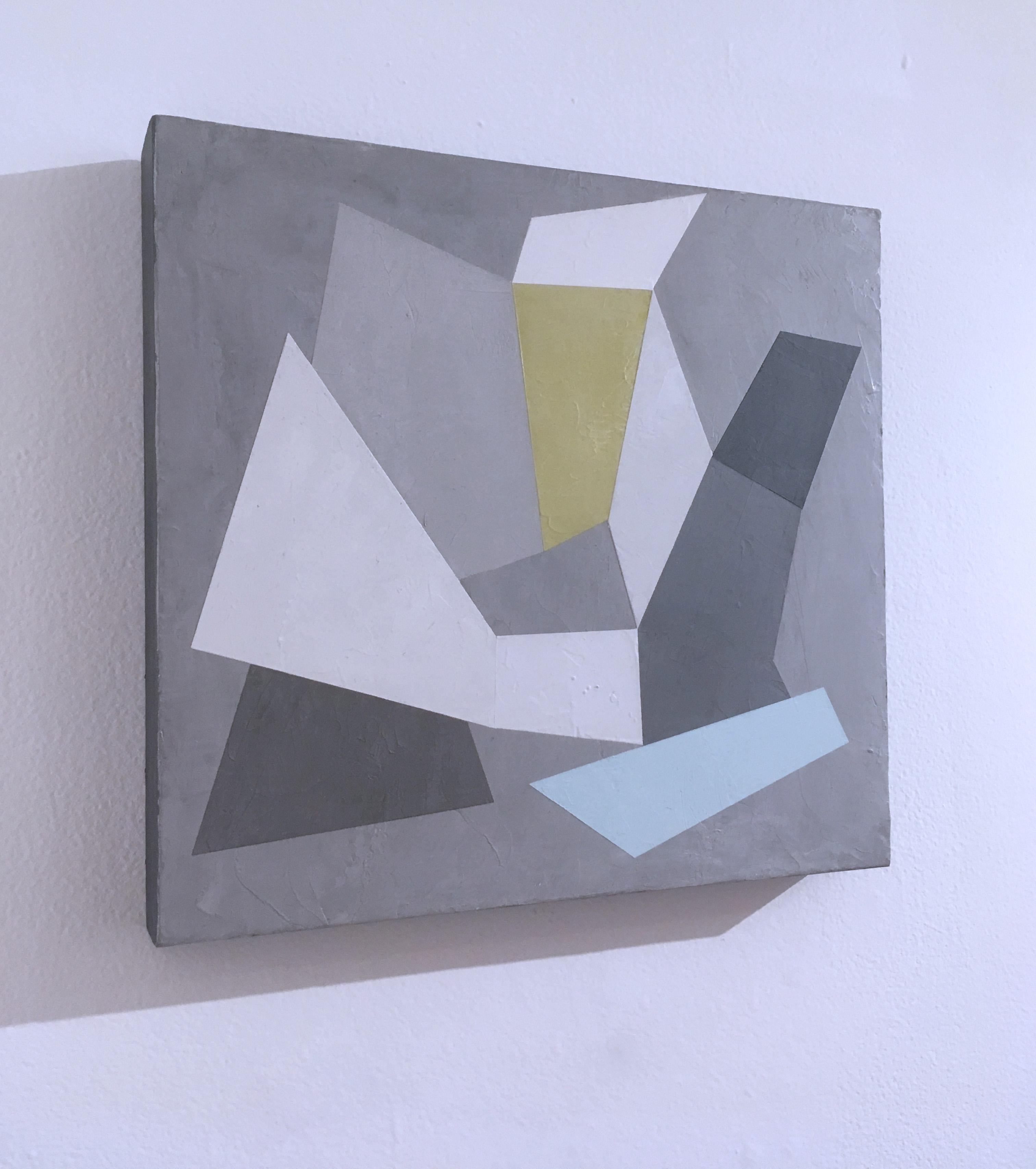 Frammentazione dell'habitat I, 2020, geometria astratta, non oggettivo, gesso, grigio - Painting Astrattismo geometrico di Kati Vilim
