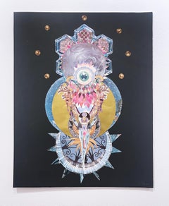 The Messenger, 2022, cosmic art, surreal, abstract, collage, star, eye, gold