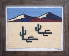 Desert Sands, 2022, beadwork on paper, bead art, landscape, cactus, cacti, sky