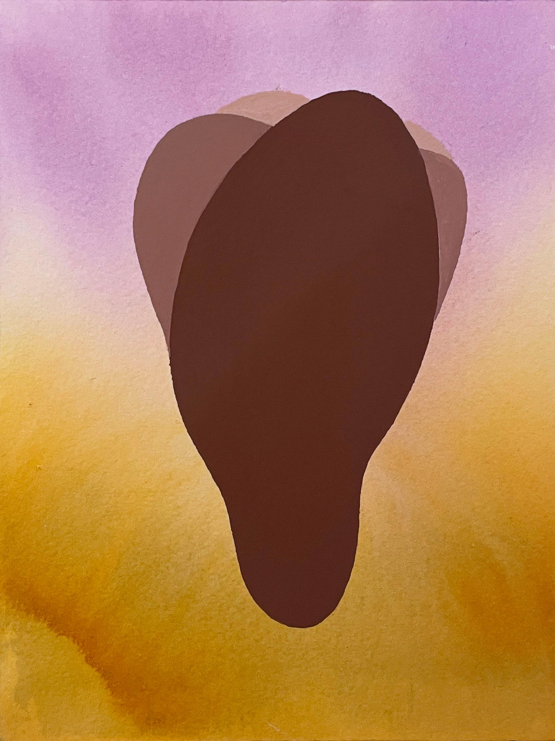 Bud (2022), gold & purple color gradient, flower petals, watercolor, matte