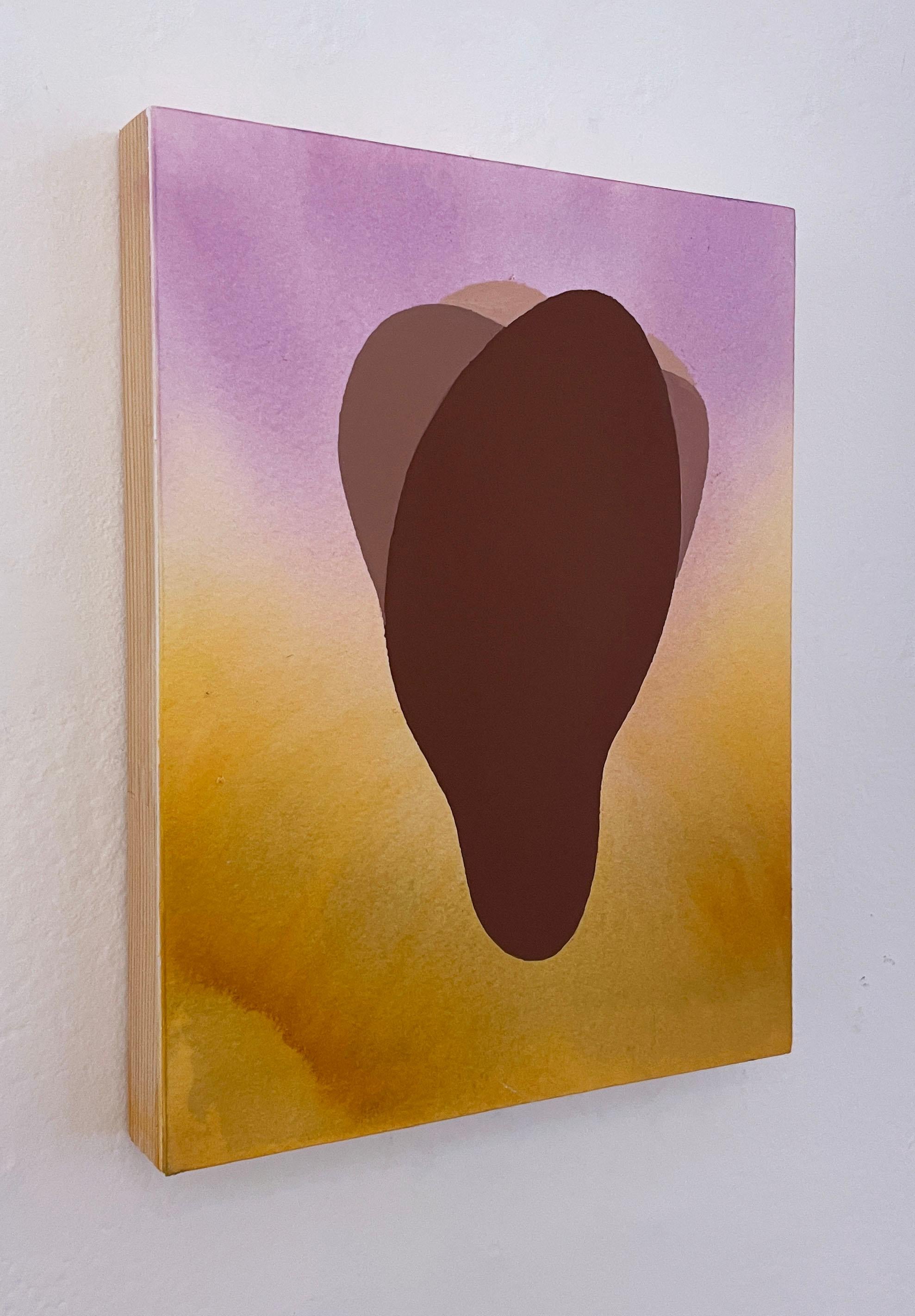Bud (2022), gold & purple color gradient, flower petals, watercolor, matte - Art by Shamona Stokes