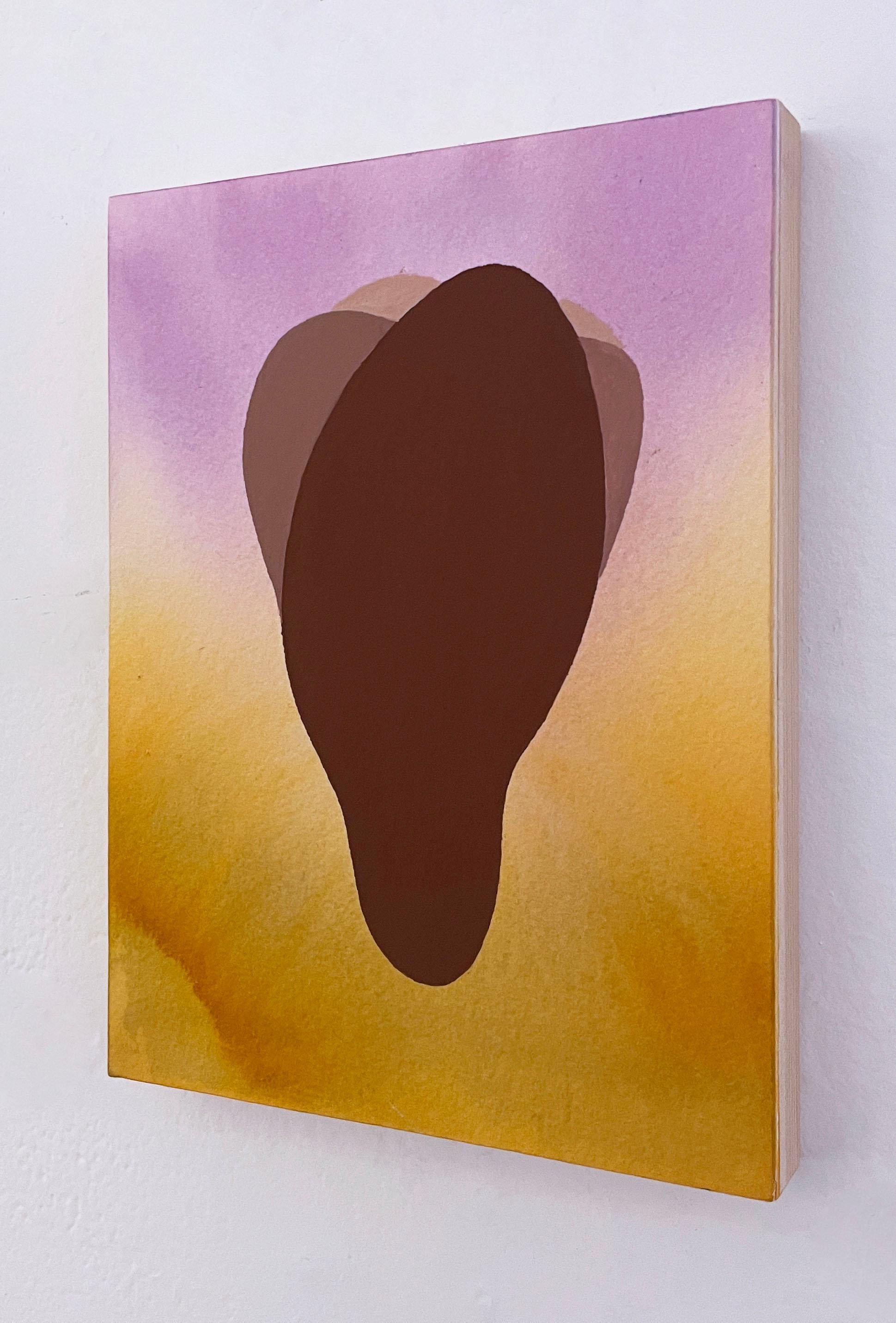 Bud (2022), gold & purple color gradient, flower petals, watercolor, matte - Contemporary Art by Shamona Stokes