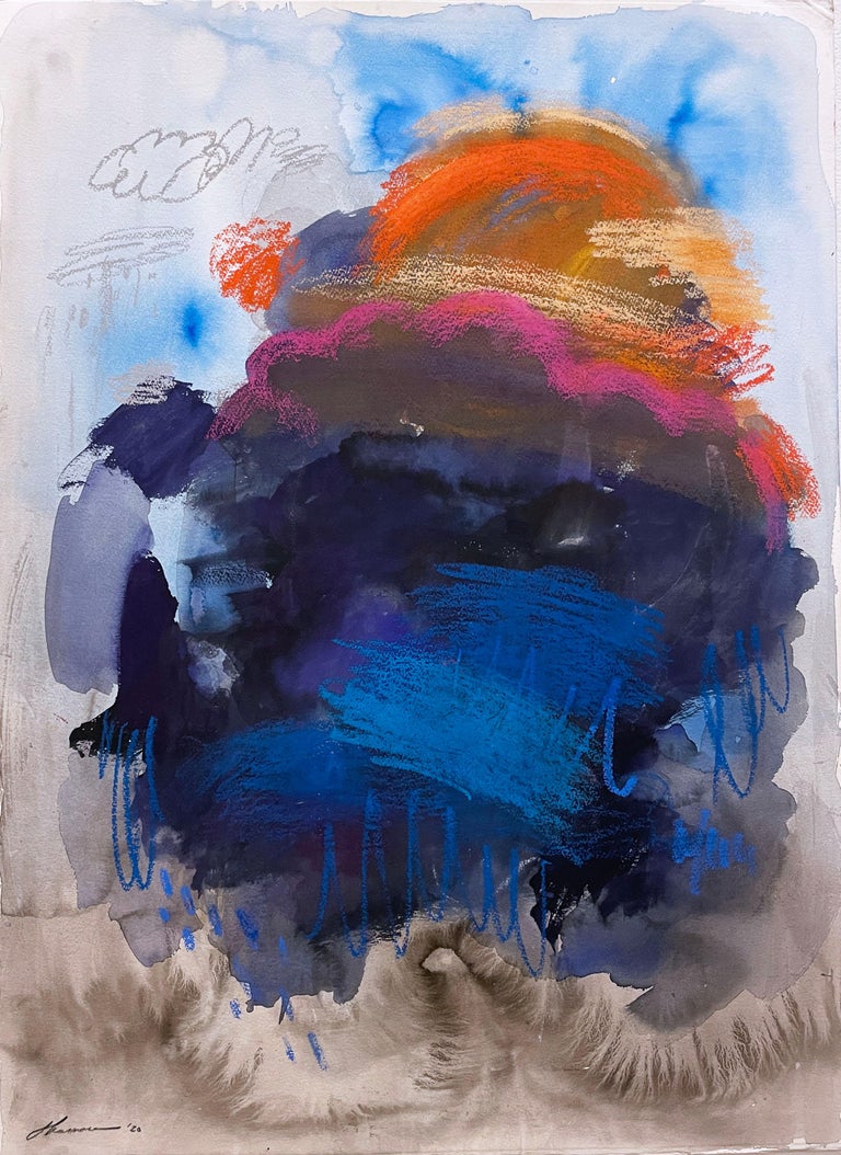 Shamona Stokes Landscape Art - Lightning My Load (2020), surreal abstract dream-like landscape, skyscape, blue