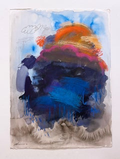 Lightning My Load (2020), surreal abstract dream-like landscape, skyscape, blue