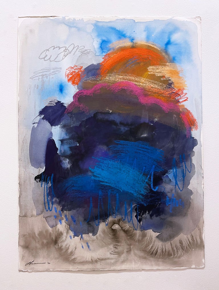 Lightning My Load (2020), surreal abstract dream-like landscape, skyscape, blue - Art by Shamona Stokes
