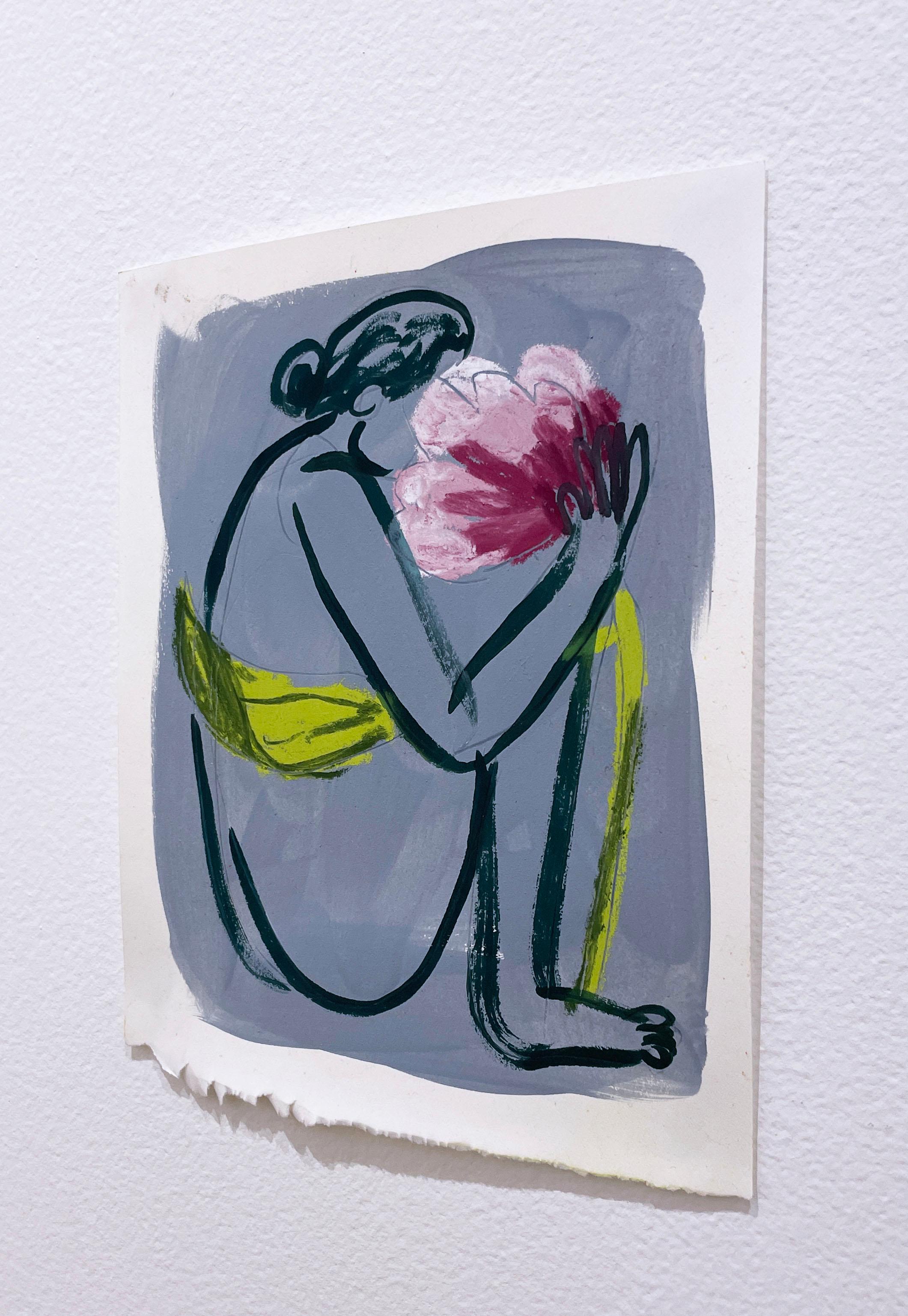 Sing It Back (2022), figurativo, donna, fiore, disegno di figura, linea di contorno 1