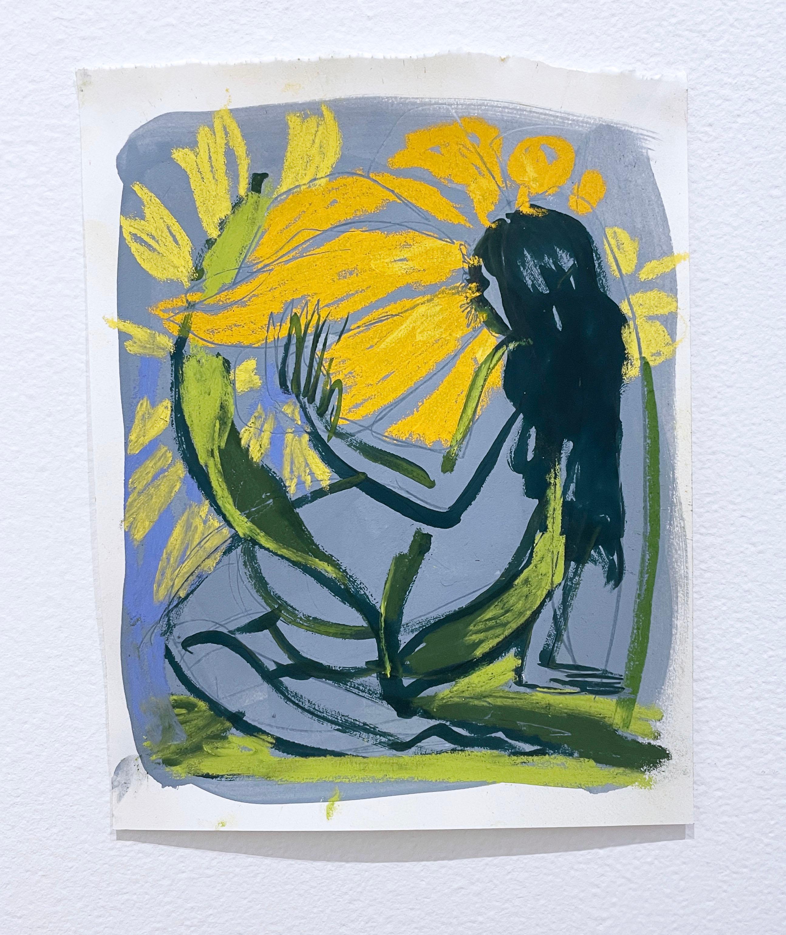 Sun Dose (2022), figurativ, Frau, nackt, Blume, Figurenzeichnung, Konturlinie – Art von Rebecca Johnson