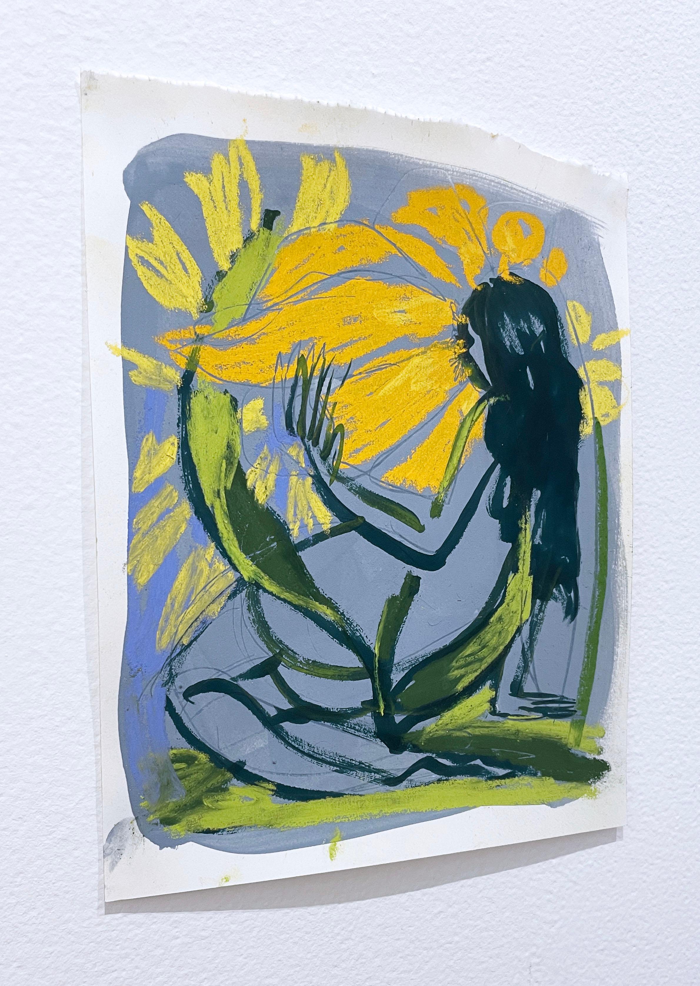 Sun Dose (2022), figuratif, femme, nu, fleur, dessin de personnage, ligne de contour - Contemporain Art par Rebecca Johnson