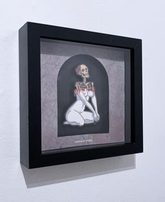 Casually Dying (2022) by Marisa V.R., graphic feminist pop, rose, nude, skeleton