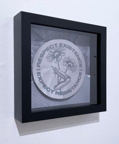 Respect Expect (2022) by Marisa V.R., graphic feminist pop, daisy, pocket knife