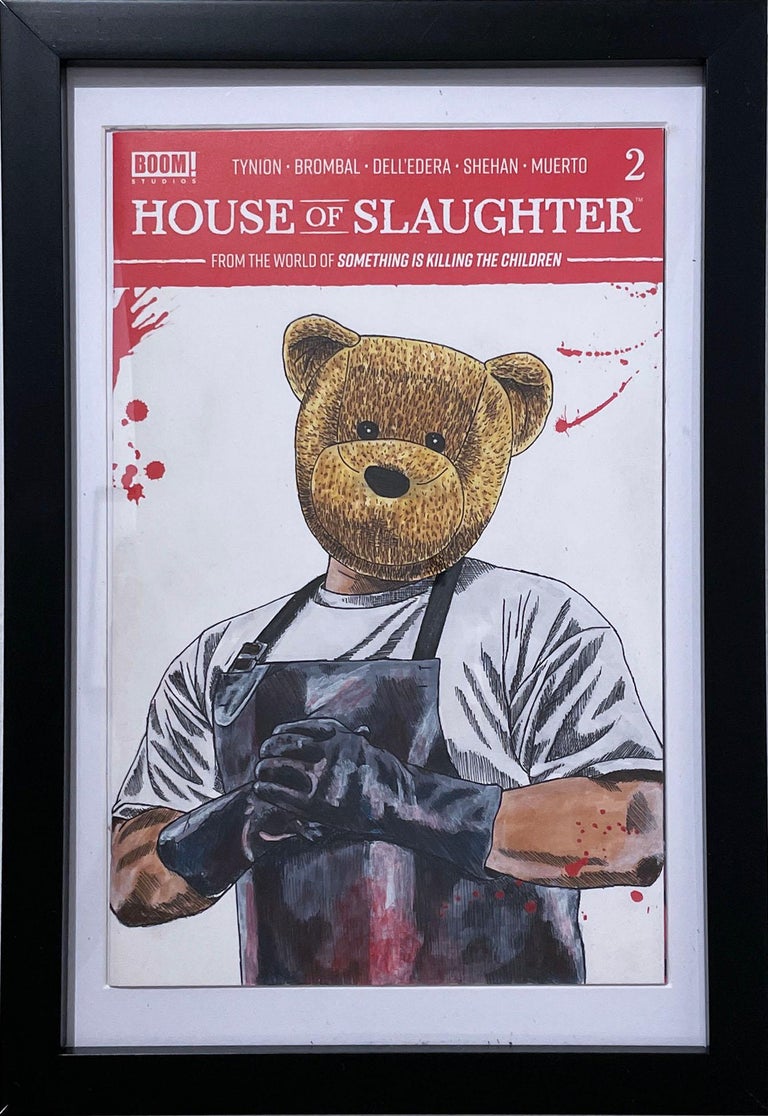 Sean 9 Lugo Figurative Art - House of Slaughter (2021) by S9L, comic book portrait of rapper Joell Ortiz