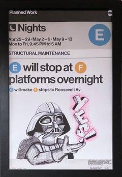 Four Years (Darth Vader) (2022) by street artist City Kitty, graffiti MTA poster