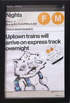 Quatre ans ( Radio) (2020) par l'artiste de rue City Kitty, affiche de graffiti du MTA