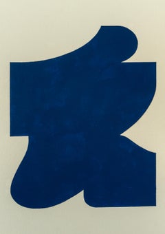 Shape 43 (2019) - Abstract shape, work on paper, minimalist, navy blue