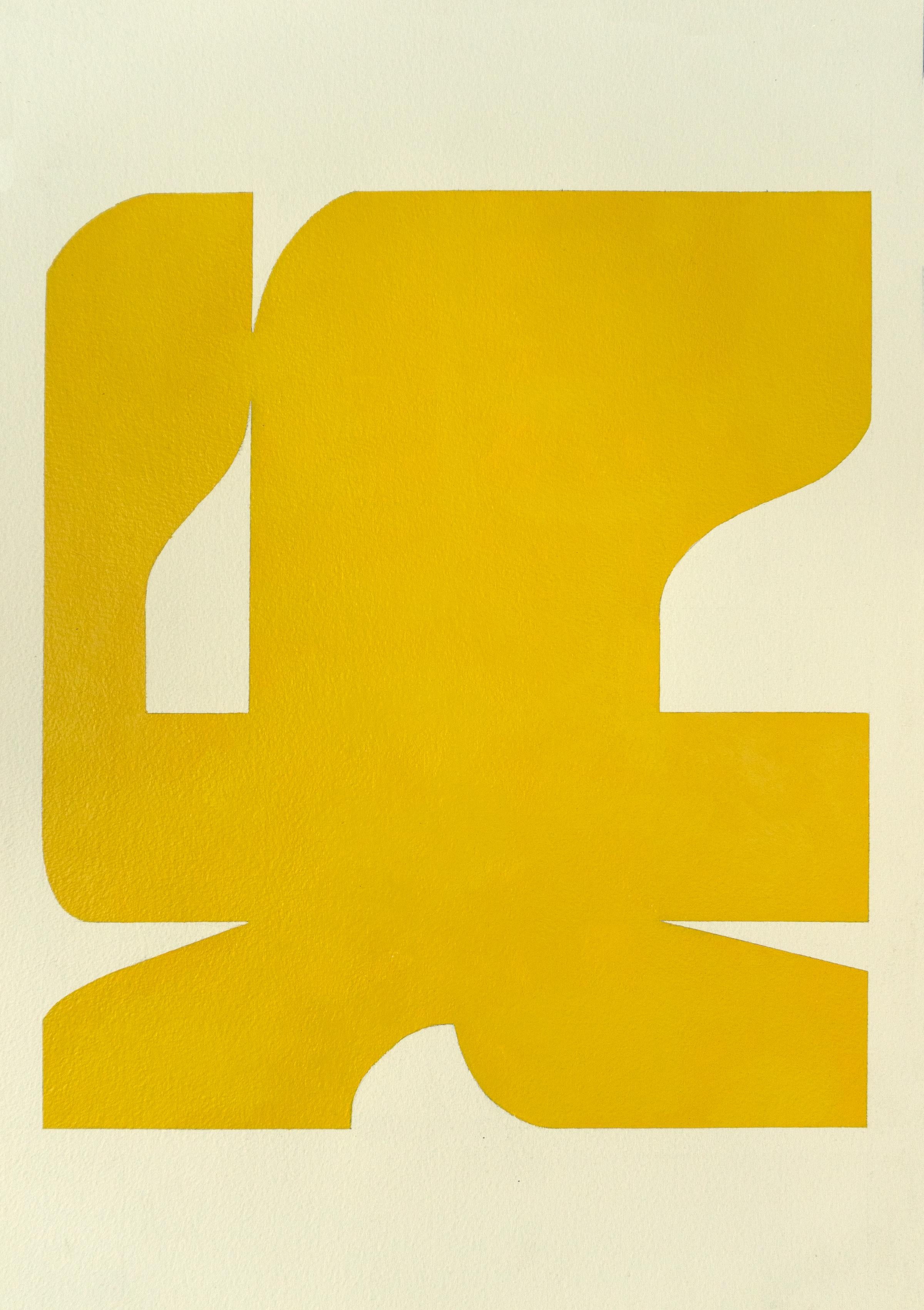 Shape 6 (2018) - Abstract shape, work on paper, minimalist, golden yellow