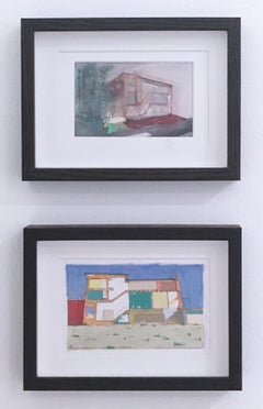 Podría caerse (2019) Pintura gouache sobre papel, paisaje, paisaje urbano, cielo