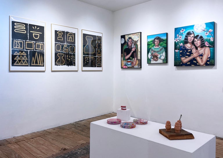 Cheryl R. Riley - Black and Gold Glyphs I by Cheryl R. Riley, metallic ...