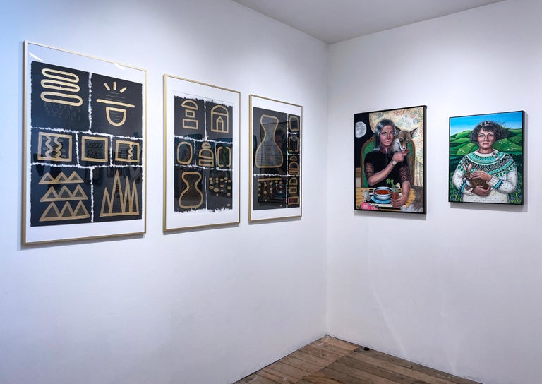 Cheryl R. Riley - Black and Gold Glyphs I by Cheryl R. Riley, metallic ...