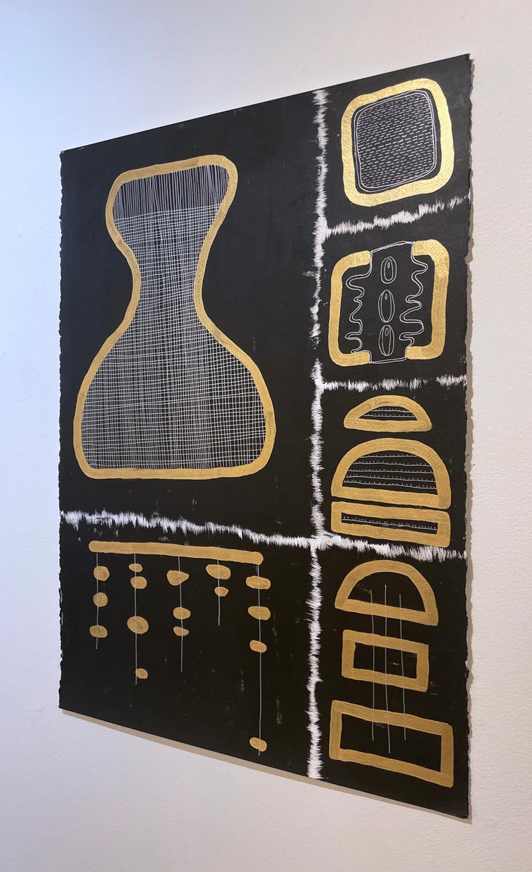 Cheryl R. Riley - Black and Gold Glyphs II by Cheryl R. Riley, metallic ...
