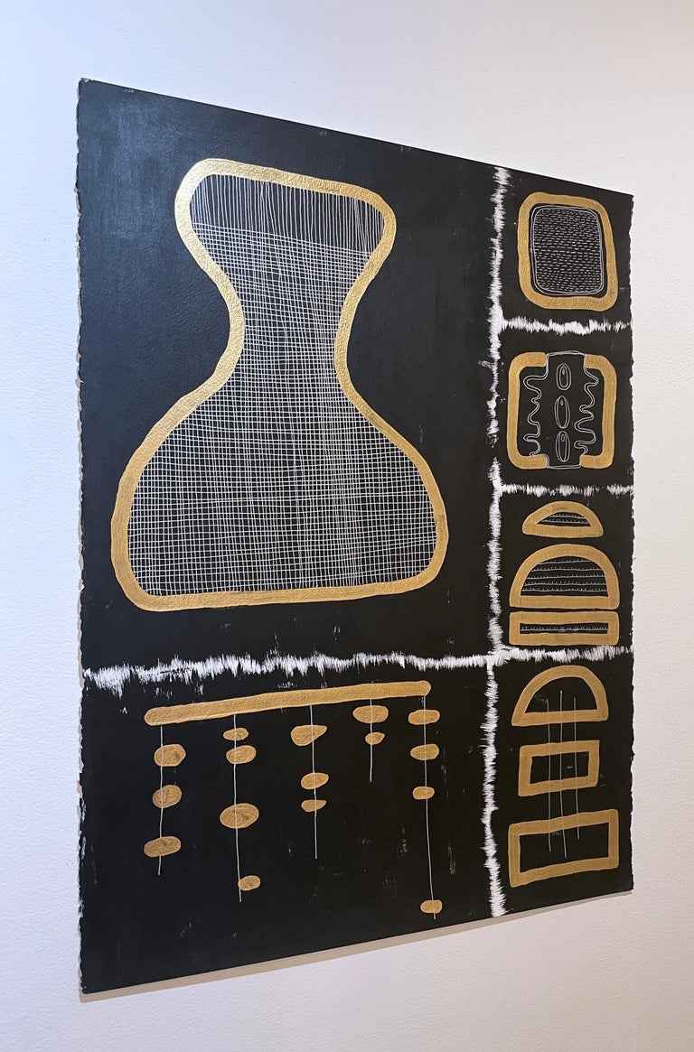 Cheryl R. Riley - Black and Gold Glyphs II by Cheryl R. Riley, metallic ...