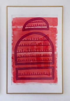 Representation For All by Cheryl R. Riley, bright red abstract geometric symbols