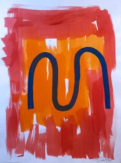 Community by Cheryl R. Riley, bright red & orange abstract geometric symbols