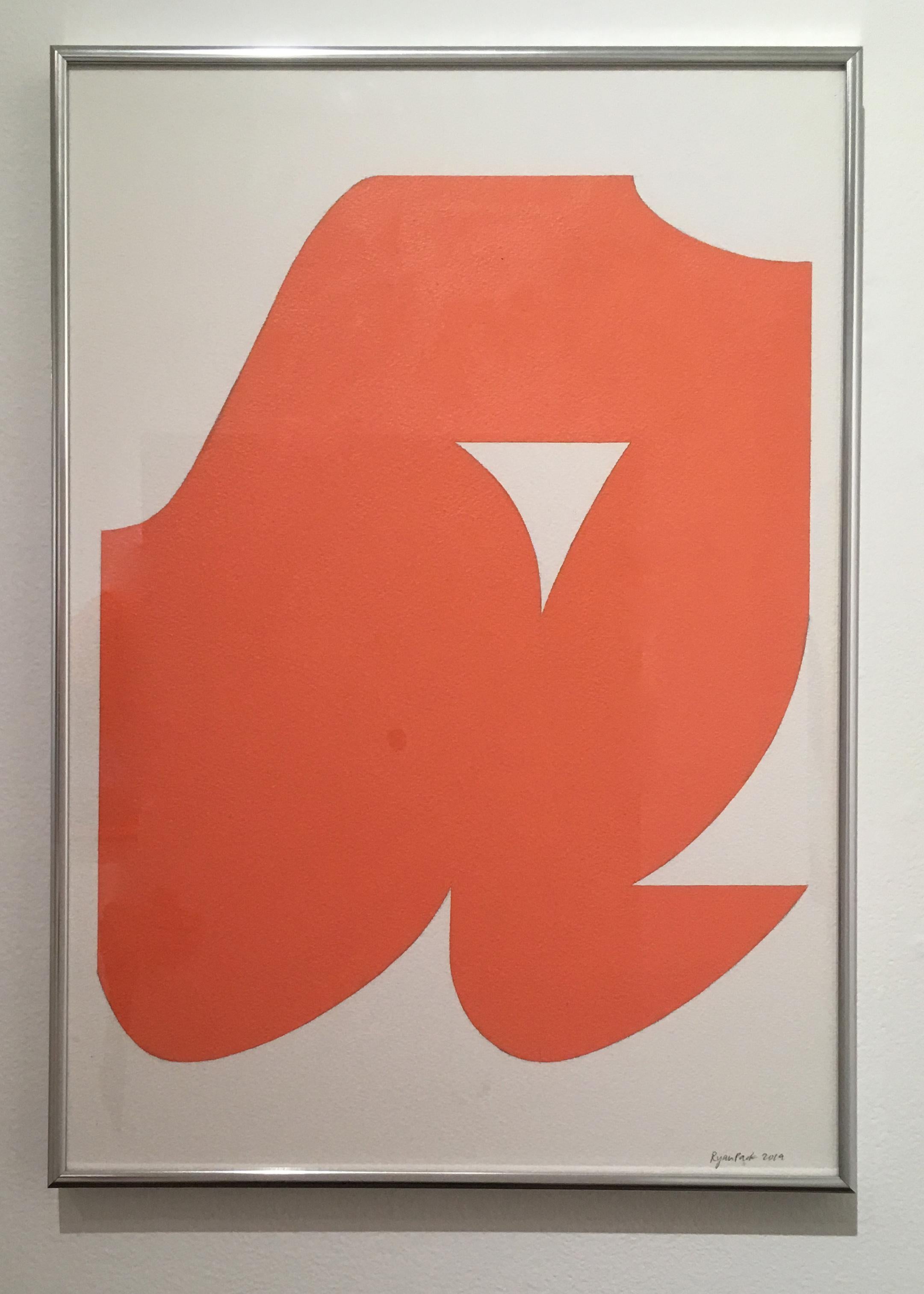 Shape 19 (2019) - Forma astratta, opera su carta, geometrica, minimalista, arancione