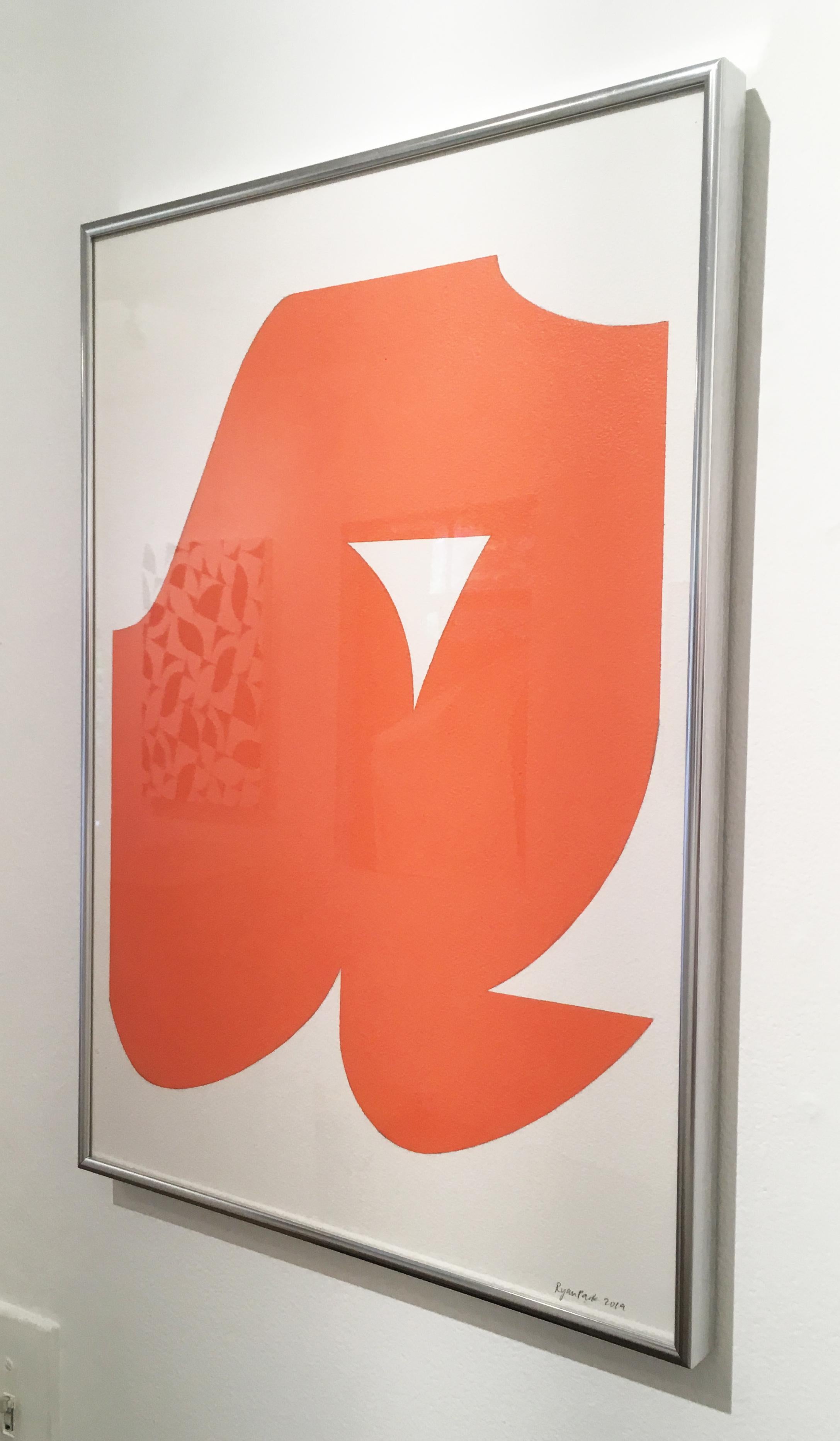 Shape 19 (2019) - Abstract shape, work on paper, geometric, minimalist, orange - Art by Ryan Park