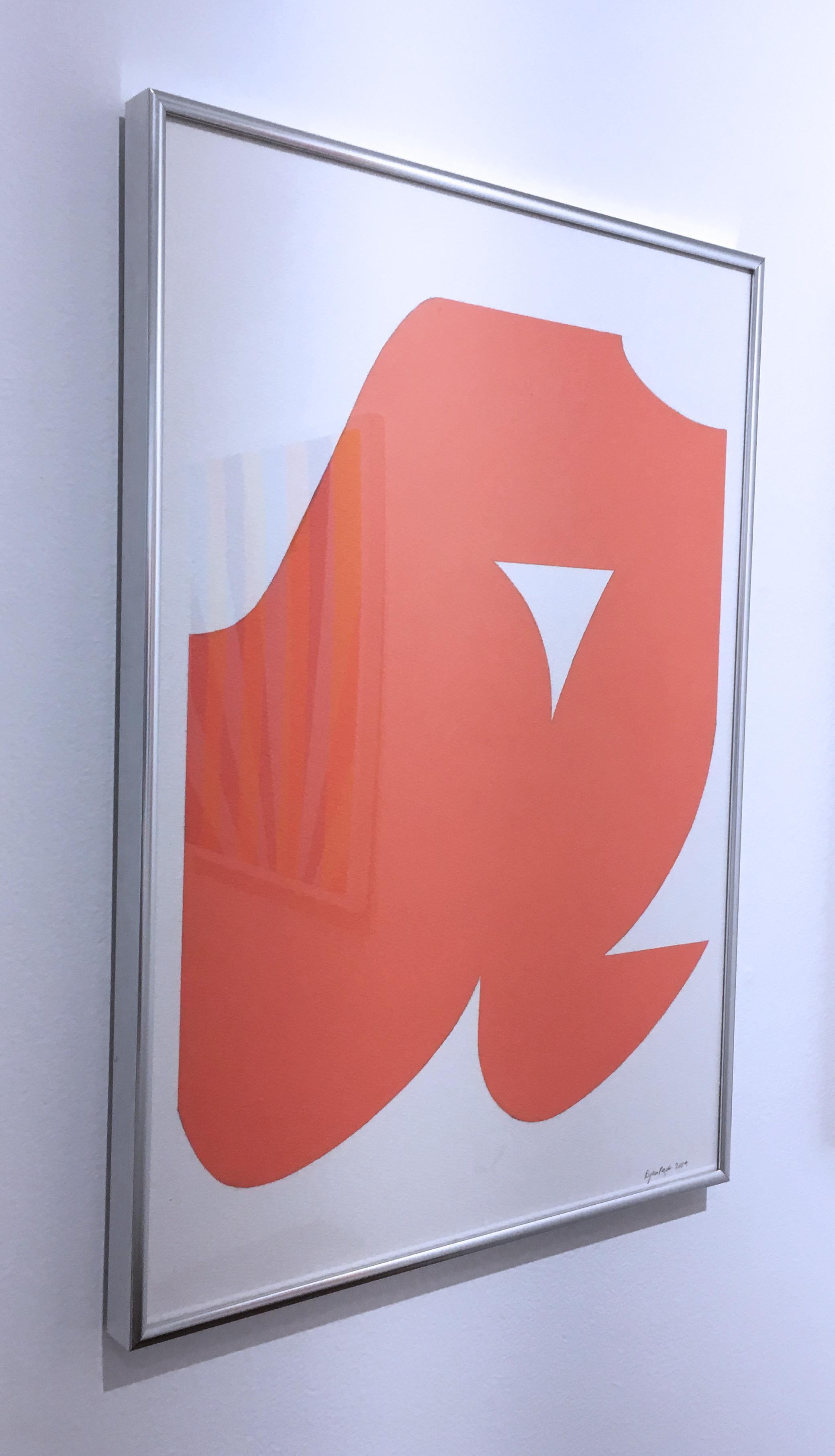 Shape 19 (2019) - Abstract shape, work on paper, geometric, minimalist, orange - Orange Abstract Drawing by Ryan Park