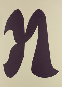 Shape 33 (2019) - Abstract shape, work on paper, minimalist, purple & white