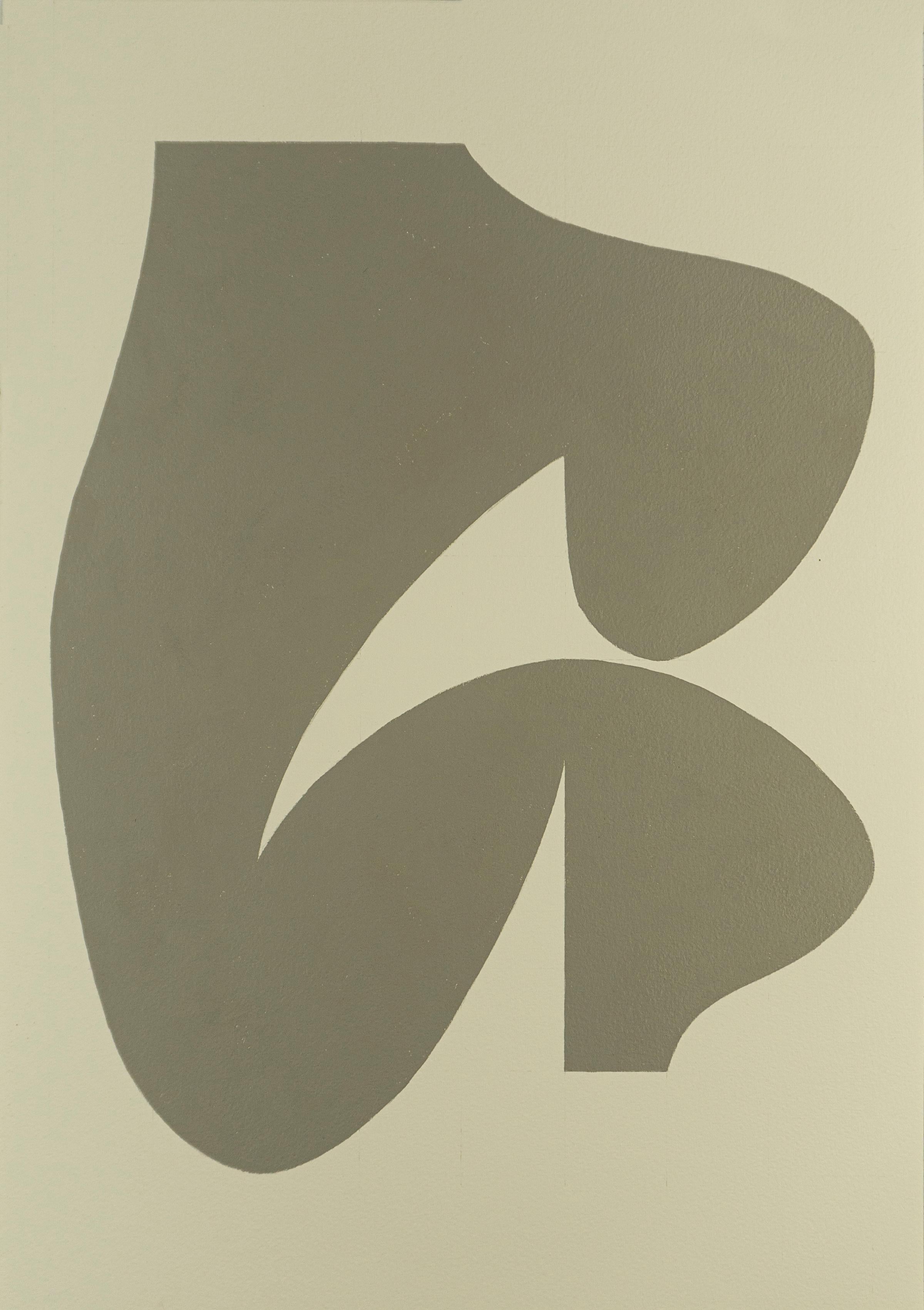 Ryan Park Abstract Drawing - Shape 32 (2019) - Abstract shape, minimalist work on paper, neutral gray & white