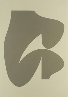 Form 32 (2019) – Abstrakte Form, minimalistische Arbeit auf Papier, neutrales Grau und Weiß