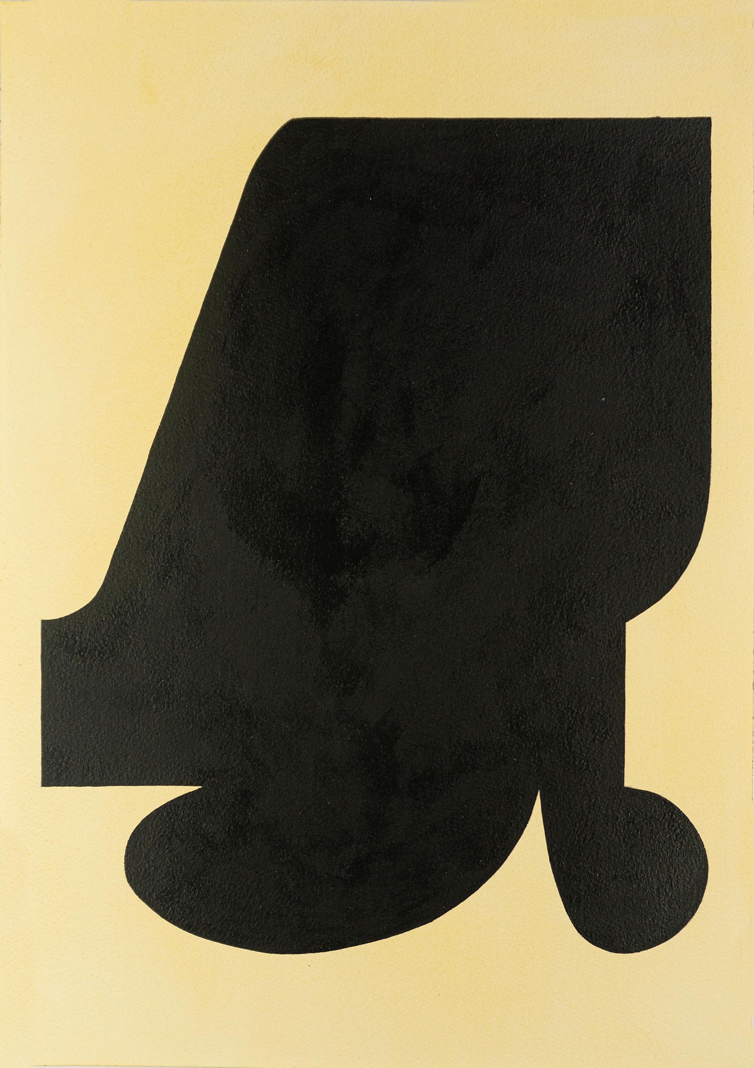 Shape 26 (2019) - Forme abstraite, gestuelle minimaliste, noir et blanc sur papier.
