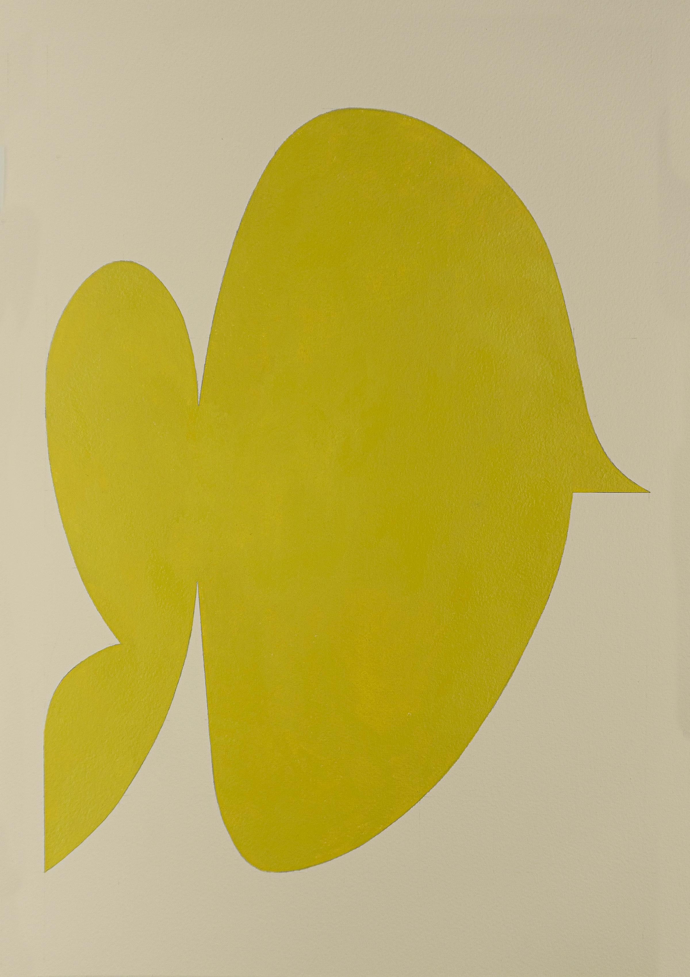 Shape 35 (2019) - Forme abstraite, gestuelle minimaliste, chartreuse brillante et blanche