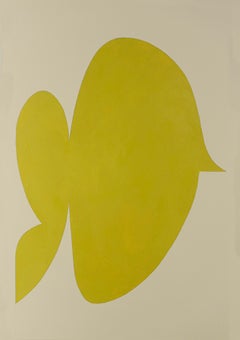 Shape 35 (2019) - Abstract shape, minimalist gestural, bright chartreuse & white