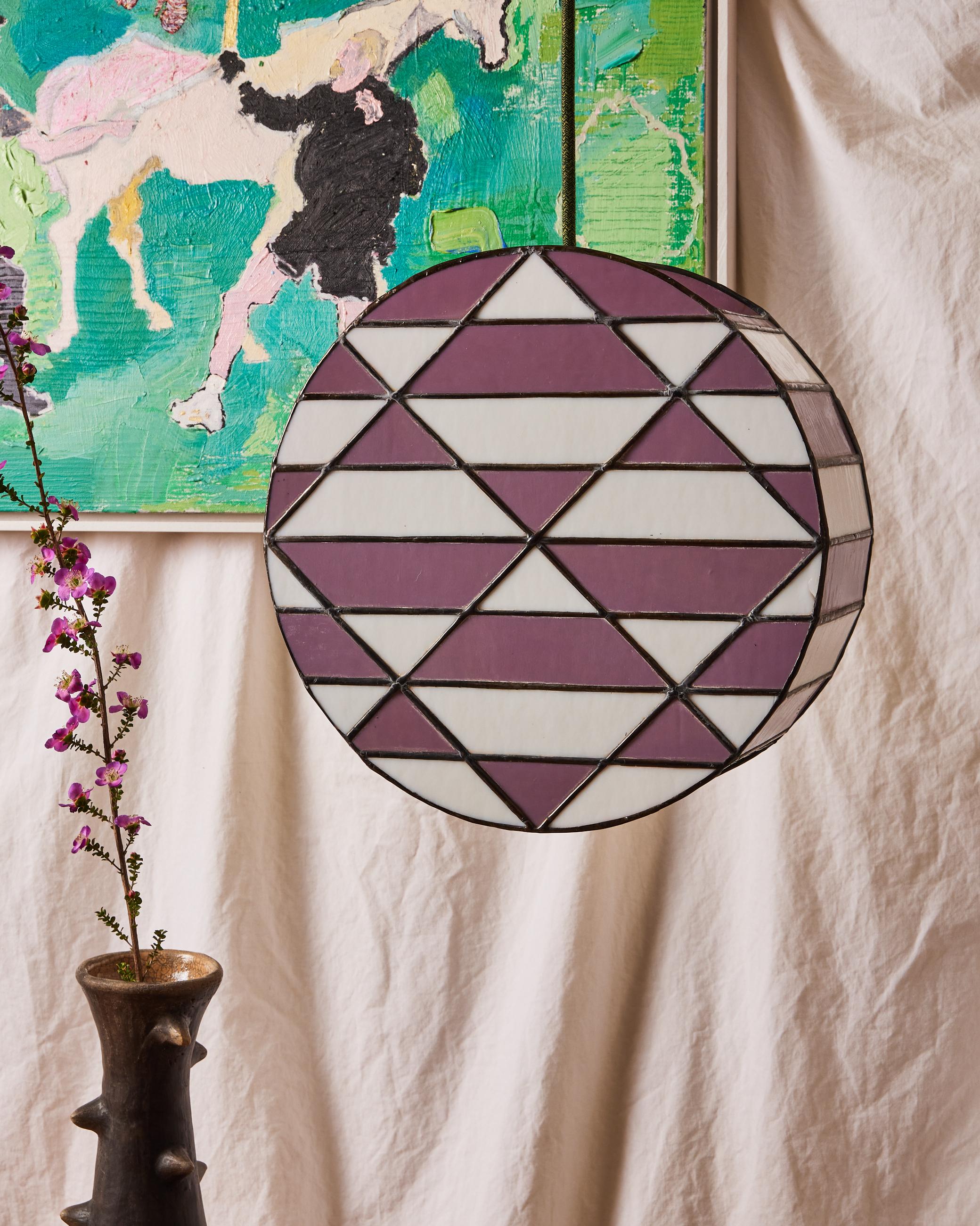 Pendentif Origami violet et blanc en vente 2
