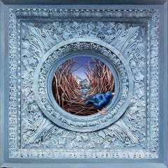 Earth (Laying It All Out), acrylique sur panneau, figuratif, oiseau, trompe l'oeil