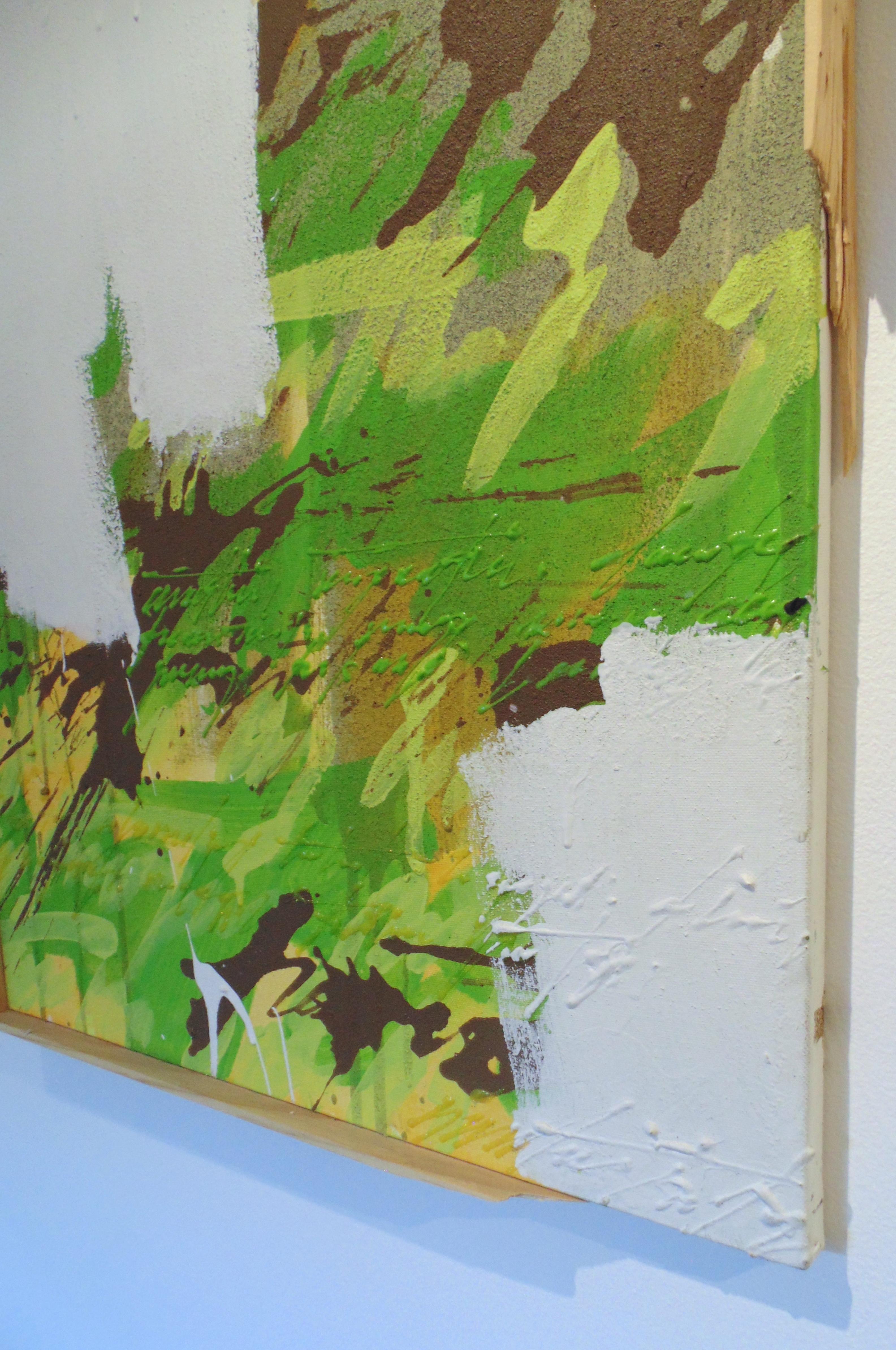 Negative(s) Pace, 2012, graffiti, street art, green, text, abstract, brown - Contemporary Painting by Unknown