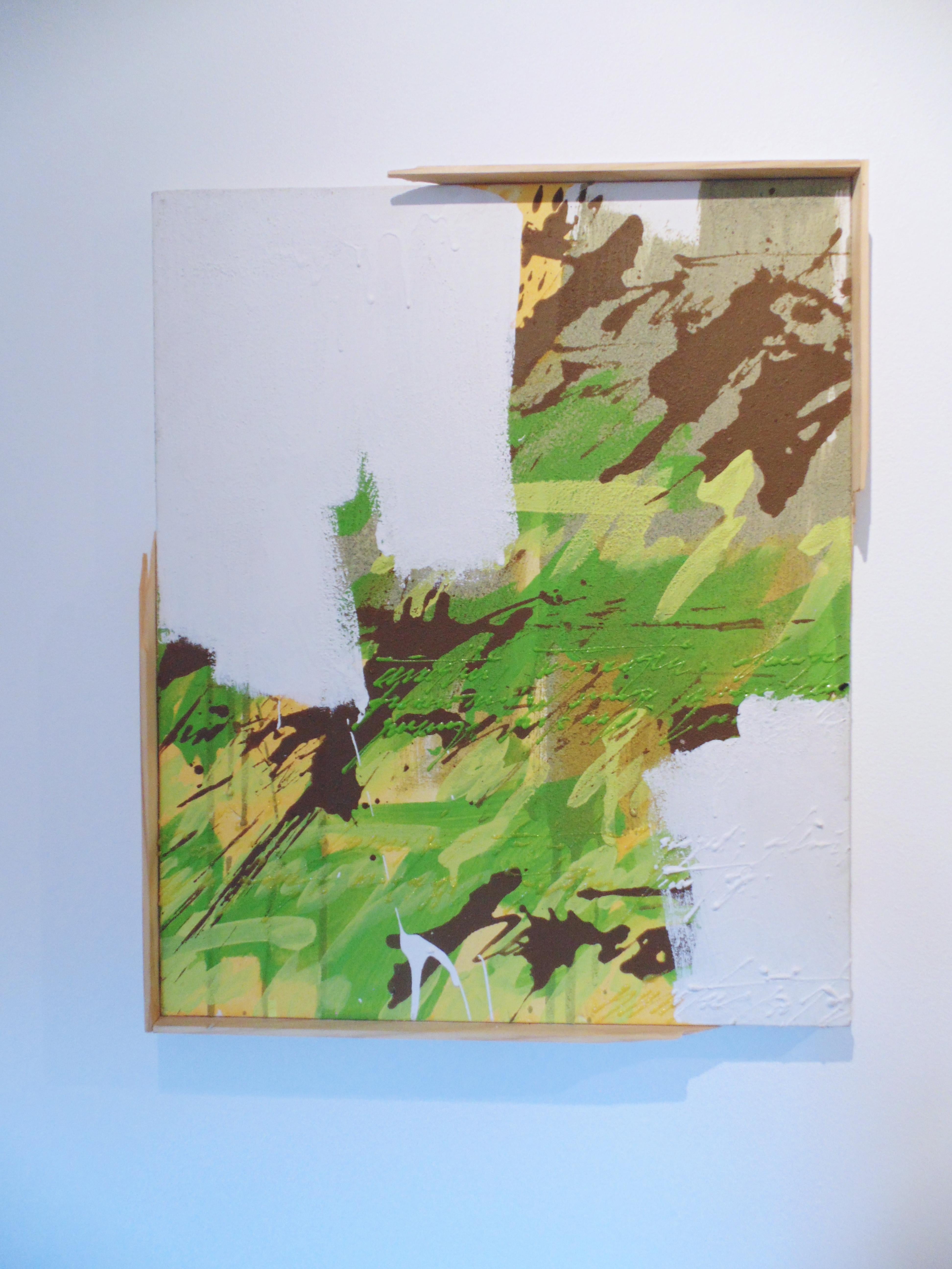 Unknown Abstract Painting - Negative(s) Pace, 2012, graffiti, street art, green, text, abstract, brown