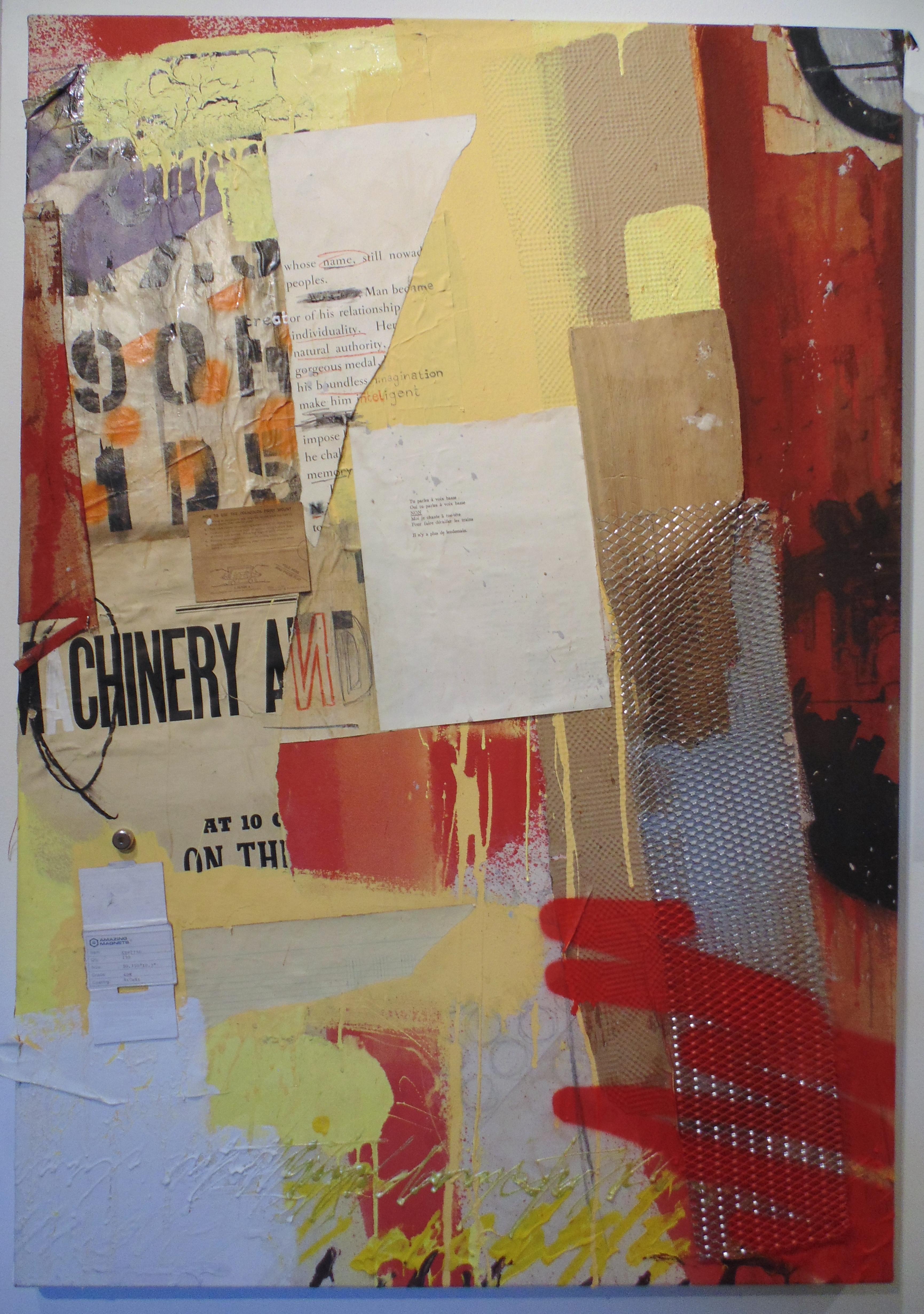 Number 2, 2014, graffiti, street art, abstract, text, collage, red, yellow - Mixed Media Art by Unknown