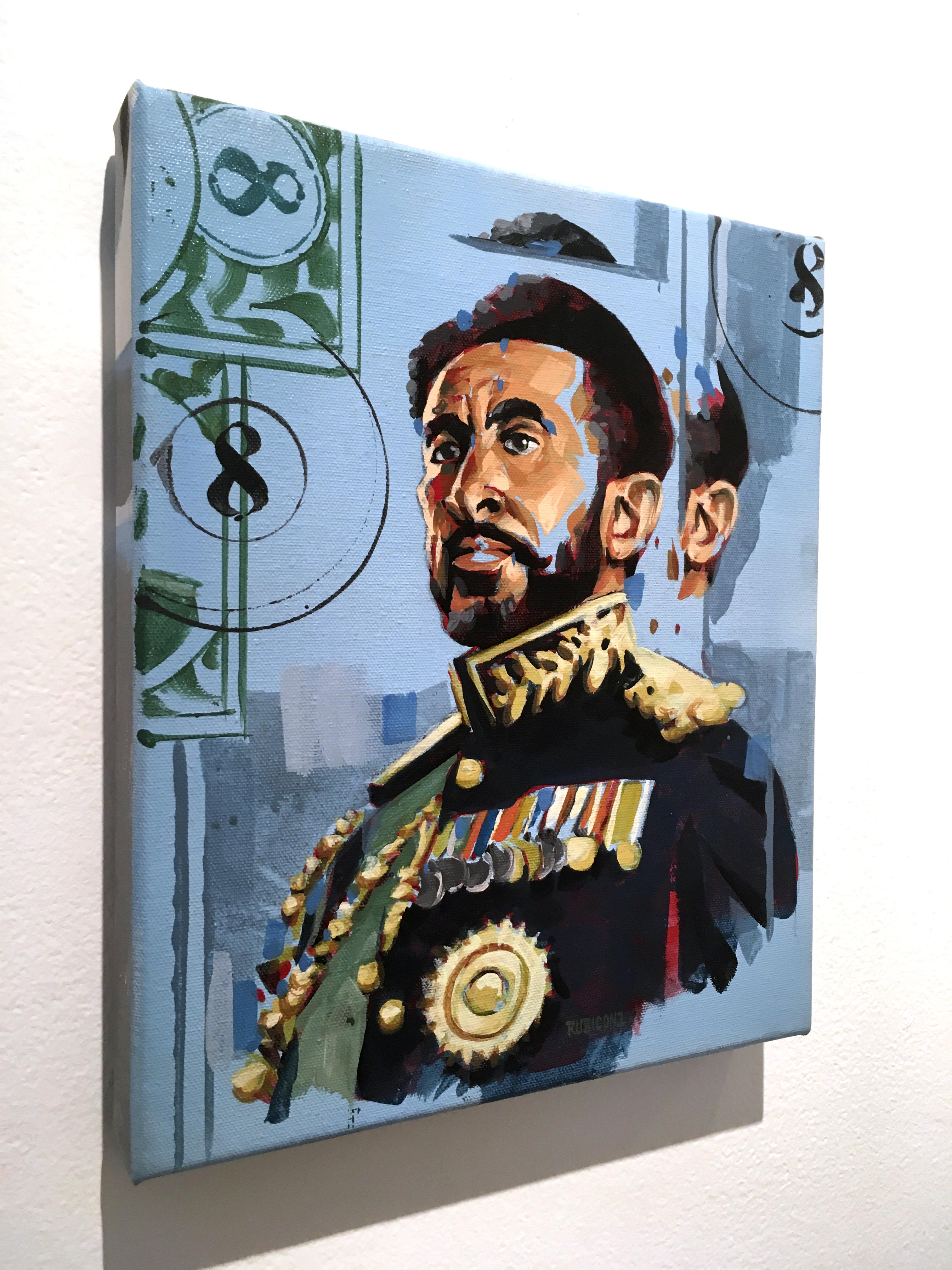 HAILE SELASSIE I, , 2017 acrylic on canvas portrait - Painting by RU8ICON1