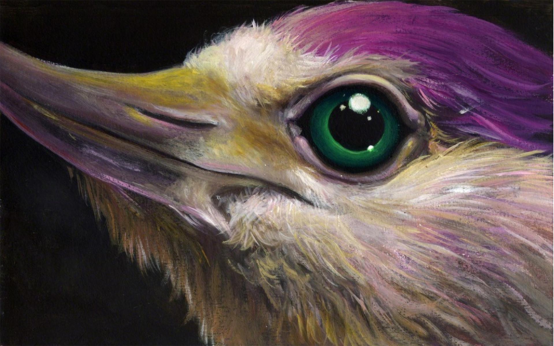Gigi Chen Animal Art - Purple Bird With Green Eye, 2018