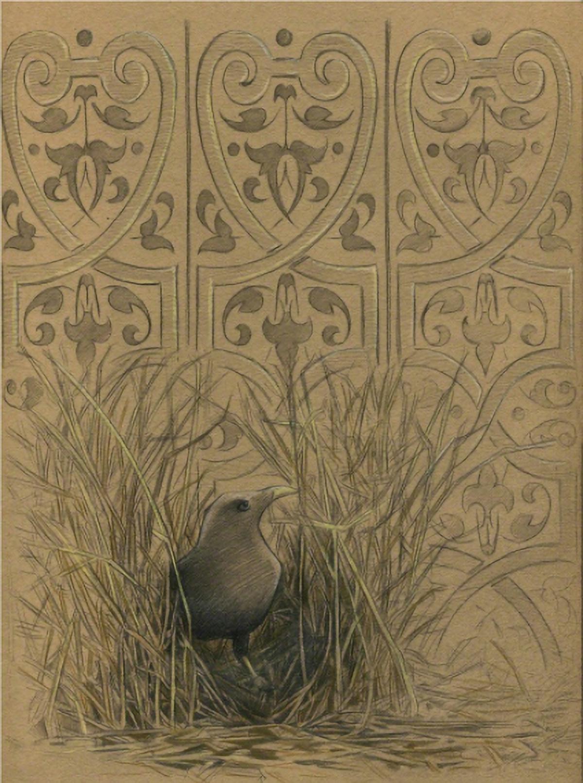 Gigi Chen Animal Art - Wake Up Bird, bower bird, nature, animal, pattern, drawing, framed