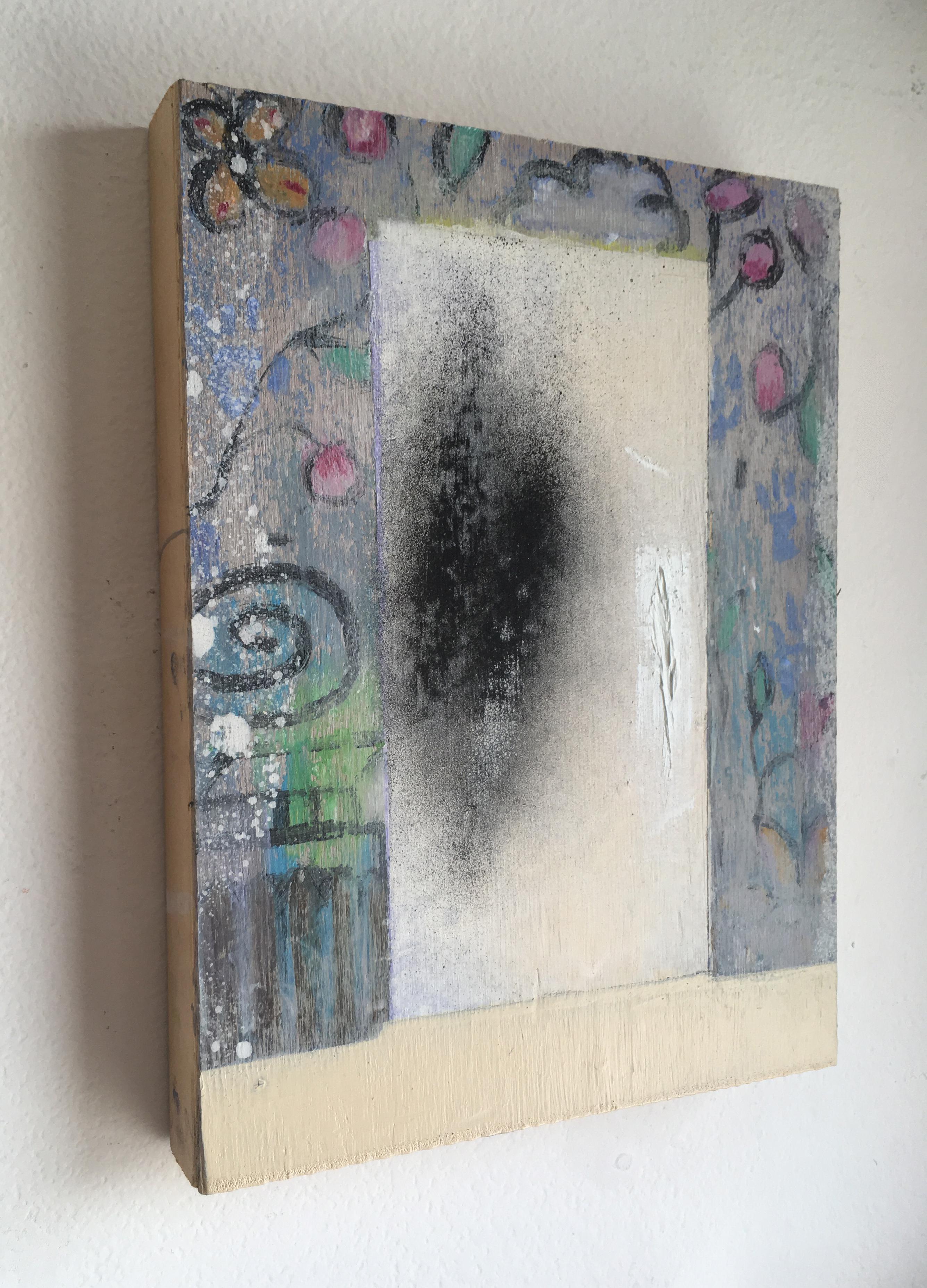„Door #31 (Schlamm)“ Ölgemälde, Holzplatte, Pastell-Blumenmuster Architektur (Zeitgenössisch), Painting, von Francesca Reyes